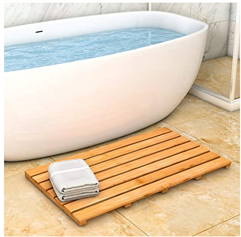 GHKFEJGDEN Duschbrett aus Holz, Duschmatte aus Holz, Badematte aus Bambus, Badematte aus Bambus für Badezimmer, Duschmatten aus Holz für den Innen- oder Außenbereich, anpassbar, 85 x 90 cm