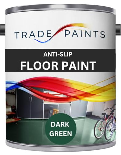 Anti-Slip Floor Paint - Ideal For Concrete, Stone, Brick, Wood & Metal - Provides A Safer Slip-Resistant Coating For Both Residential & Commercial Use (British Racing Green BS14C39) - 5 Litre