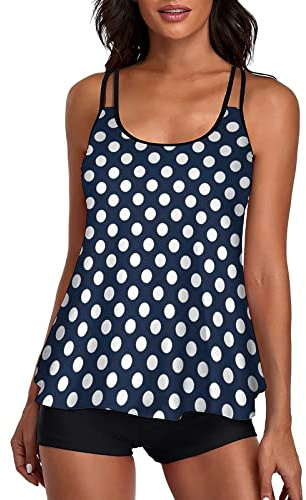 Dinglong Tankini Grande Taille Ventre Fluide pour Femmes contrôle Deux Costumes Maillots de Bain avec Shorty Maillot de Bain pièce Haut Maillots de Bain Maillots de Bain Tankinis Ensemble