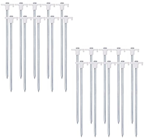 Zeltheringe, rostfreier Zeltnagel aus verzinktem Stahl, robuste Zeltheringe, harte Anker, 25 cm, Erdnägel, Campingzubehör, ideal für harten und steinigen Boden (orange 20 Stück) (weiß 20 Stück)