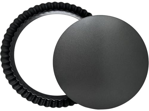 Molde para quiche de 22 cm con base suelta, molde para tartas, acanalado, fondo extraíble antiadherente, para hornear, molde para tartas, molde para tartas, plato redondo acanalado para flan, platos