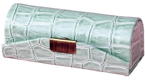 XIAOBUU Leather Lipstick Organiser with Makeup Mirror, Button Closure, Lipstick Case Leather Lipstick Organiser Durable Waterproof Lipstick Holder Button Closure,9 x 3 x 3 cm (White)