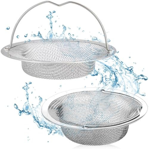 Confezione da 2 filtri per lavello da cucina,in acciaio inox,colino di scarico lavello da cucina lavello da doccia-Colini,filtro anti Intasamento con manico sollevabile,11cm × 7cm × 2cm