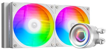 ID-COOLING FX240 INF WHITE 240mm Liquid CPU Cooler, AIO Cooler ARGB Infinity Mirror Effect, 2x120mm Daisy-Chained Fans Low-Noise Operating 27.2dB(A) Max., Intel LGA1851/1700/1200/115X; AMD AM5/AM4