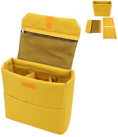 lvifloae Funda de cámara para mochila organizadora, bolsa protectora, bolsa impermeable para cámara, funda interior para cámara a prueba de golpes, bolsa para cámaras réflex, lentes, flashes, amarillo