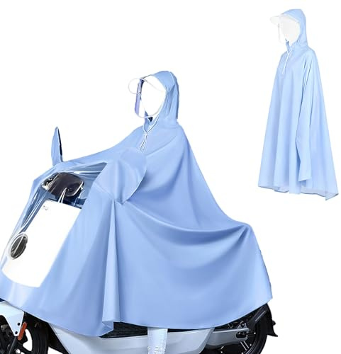 Culnflun Raincoat, PVC Material Electric Cycle Rain Poncho Lång hela kroppen Återanvändbar regntät cykel regnrock, för elektriska skotrar (4X Mirror Cover Type Blue)