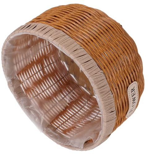 BESPORTBLE Panier De Rangement Décoratif pour Plantes D'intérieur en Rotin Artificiel Pot pour Fleurs D'extérieur Grand Modèle 24cm*14cm Couleur Kaki 1pc pour Décoration Intérieure Et Jardinage
