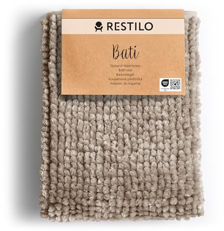 RESTILO Alfombrilla de baño Antideslizante 60 x 90 cm Alfombra de baño súper Absorbente Cappuccino Bati