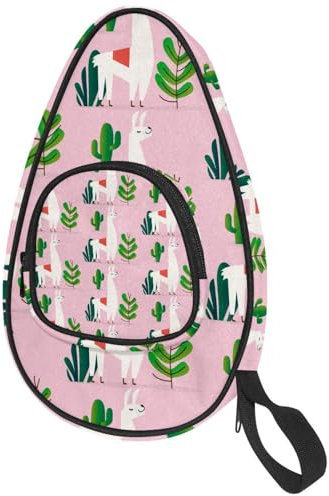 VAPOKF Housse pour raquette de tennis de table, motif alpagas arrogant, cactus vert, rose, sac de raquette de ping-pong, sac de pagaie avec pochette pour 4 à 5 balles