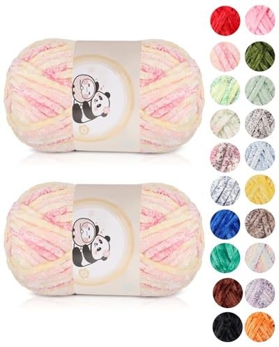 Aeelike 200g Warme Chenille Garn zum Häkeln, Flauschige Dicke Wolle zum Handstricken, Samt Velvet Babywolle zum Stricken, Weich Plüschwolle für Amigurumis Babydecke, Pfirsich Rosa