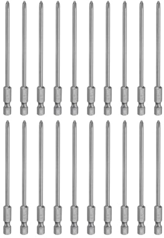 sourcing map Lot de 20 embouts de tournevis cruciformes PH1 à tige hexagonale 100 mm de long magnétique en acier S2 de qualité industrielle Tige de 3,5 mm