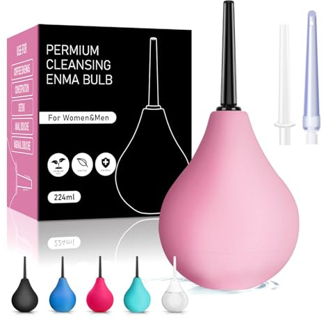 PropoDusche Analdusche mit 3 Schläuchen - Irrigator Darmspülung 224ML, Po Dusche Kompakt und Tragbar, Anal Dusche für Männer & Frauen, Einlaufgerät Darmreinigung Alltag & Reisen（Rosa）