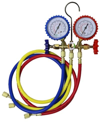 Testeur De Compression - Ensemble De Manomètres Pour Collectionneur | AC R134A Kit Automobile | Outil Avec Tube Et Connecteurs De Climatisation, Réparation De Voitures, Charge De Réfrigérant, Usage Do
