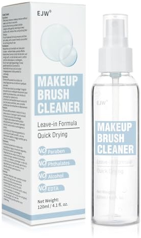 EJW Spray nettoyant pour pinceaux de maquillage – Formule douce sans alcool et sans rinçage, séchage rapide, nettoyage en profondeur sans résidus pour pinceaux de maquillage, végétalien et sans