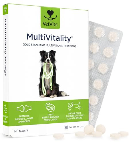 Vetvits Multivitamin for Dogs (120 Tablets) | Gold Standard Multivitamin for Every Stage in Life | 18 Essential Vitamins & Minerals | Supports Every Day Health & Vitality | Beef Flavoured
