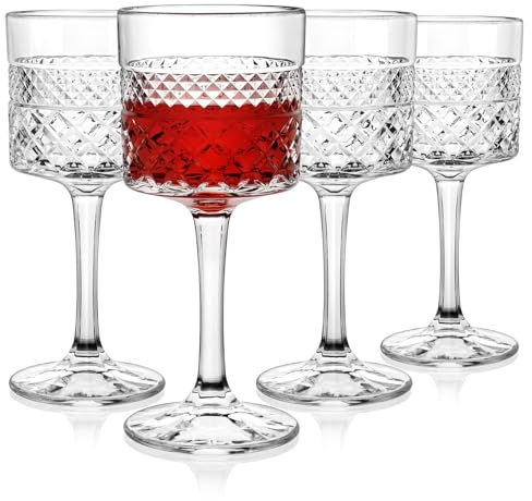 Cambareign Weingläser 4er-Set, 400ml Große Kristall Weinglas, Quadratische Rotweingläser mit langem Stiel, Geschenke für Hochzeit Geburtstag