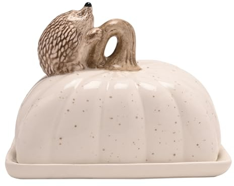 Country Living Hedgehog Butter Dish – Ceramic Breakfast Spread Keeper with Removable Lid, Woodland Animal Tableware, Nature-Inspired Kitchen Accessory