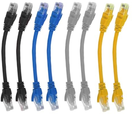 Lyqaq 8 Pcs Short Ethernet Cable, 0.5ft/15cm Cat 6 Ethernet Patch Cables, 1000Mbps High Speed with RJ45 Connectors, for Router, Modem, Server, Switch, TV, PC (Mixed Color)