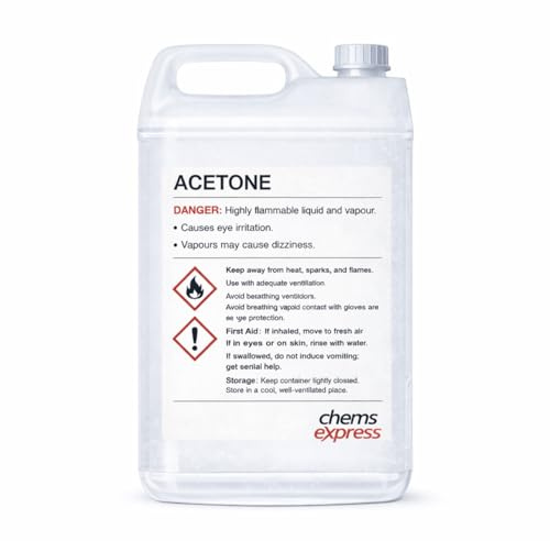 Chems Express Acetone | 5 Litre | Nail Polish Remover | Acetone Acrylic Remover | Clear Liquid | Removes Nail Polish, Gels, Acrylics, Nail Tips & Glues | 100% Strength Formula