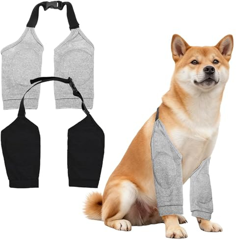 lomdung 2 Stück Ellenbogenbandage Hund, Recovery Sleeve Hund, Größe 3XL Ellbogenschoner für Hunde, Mittelgroße und Große Hunde Chirurgie Erholung Recovery Sleeve für Vorderbeine, Grau, Schwarz