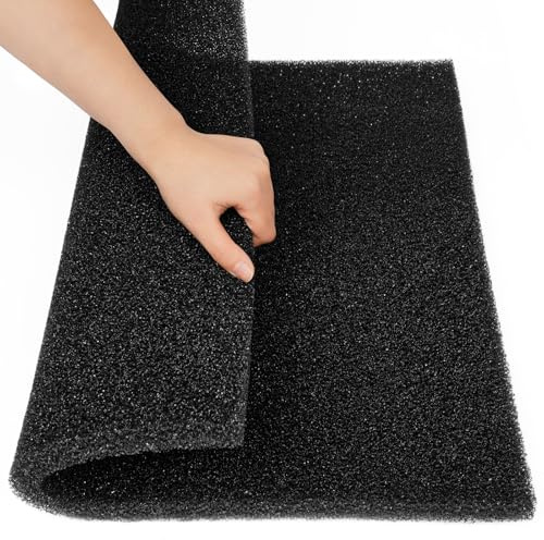 APXEL Spugna Filtrante, Nero Pori Larghi 50 * 50 * 2cm-20PPI Schiuma Filtrante, Spugne Filtro per Acquari, Vasche di Raccolta E Sistemi Idroponici