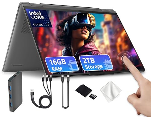 Lenovo Yoga 7i 2-in-1 16 WUXGA Touchscreen Laptop, Intel Ultra 7 155U, 16GB LPDDR5X, 2TB Storage(1TB SSD&1TB Docking), Fingerprint Reader, Backlit Keyboard, WiFi 6E, Win 11, Grey