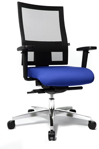 Topstar Sitness 60 Bürostuhl (inkl. Armlehnen/Sitzbezug/Netzbezug) blau/schwarz | Made in Germany | Ergonomisch | Drehstuhl, Schreibtischstuhl | höhenverstellbar | Geprüfte Sicherheit nach GS-Intertek