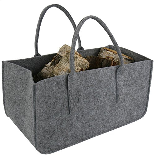 Filztasche Kaminholz silbergrau 50 x 25 cm - Kaminholztasche Zeitungsständer
