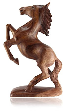 Budawi® Holzskulptur Pferdekopf – handgefertigte Büste aus Teakholz, ca. 30 cm hoch, Dekofigur, Unikat aus Bali, Geschenk für Pferdeliebhaber
