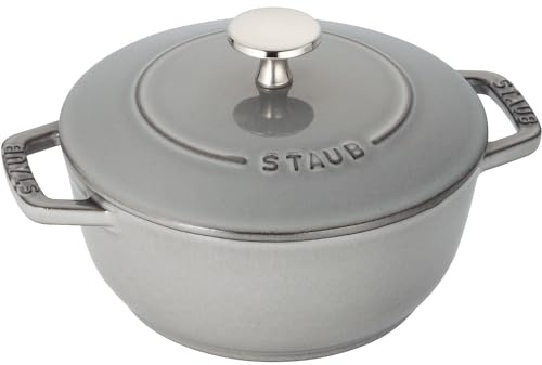staub Wa-NABE 40501-002 Wanabe Gray S 6.3 inches (16 cm) Two-Handed Casting, Enameled Pot, Rice, Induction Compatible, Japanese Authentic Product