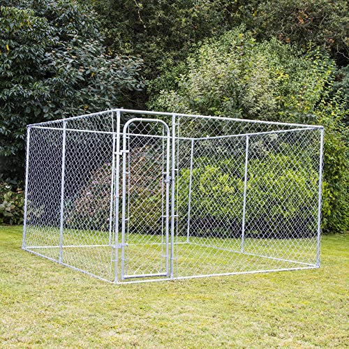 Dog Run Puppy Enclosure 3m x 3m with 32mm Galvanised Steel Frame and Chain Link Fencing by Cozy Pet Chicken Runs Whelping Pen 10ft x 10ft. Model DR03