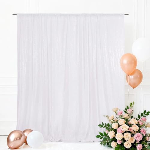 Eternal Beauty 213x213cm White Shinny Sequin Photography Backdrop Party Prom Wedding Youtobe Banquet Photo Background (7x7 feet)