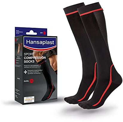 Hansaplast Sport Compression Socks, Sport Kompressions-Strümpfe zur Unterstützung der Muskulatur, Kniestrümpfe fördern die Muskelregeneration, 1 Paar, Größe L/XL
