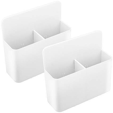MoKo Magnetisch Markerhalterung, 2 Pack Magnet Ablage Whiteboard Stifthalter Schulbedarf für Schulleben Kühlschrank Whiteboard Schließfach und andere magnetische Oberflächen, Weiß