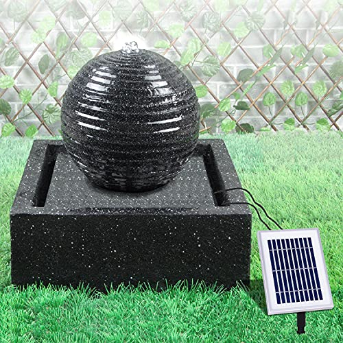Solar Gartenbrunnen Brunnen Zierbrunnen Zimmerbrunnen Springbrunnen Brunnen mit LED-Licht und Li-Ion-Akku Wasserfall Wasserspiel (Solar - Gartenbrunnen MODERN-2 mit LED-Licht)