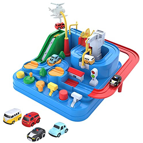 BYNYXI Abenteuer Autopark Spielzeug für Kinder Track Cars Abenteuer City Rescue Car Adventure Track Autobahnen Abenteuer Vorschule Lernspielzeug für Kinder Jungen Mädchen ab 3 4 5 6 7 Jahre