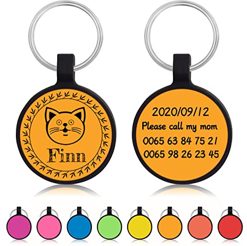 Uiopa 2 Stück Hundemarke mit Gravur, Runde Hundemarke Personalisiert Adressanhänger Hund/Katze Namensschild, Silikon Anhänger Hundeanhänger mit Gravur für Hunde und Katzen (Golden)