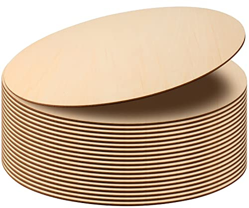 MANCHAP 20 st 30 cm/12 tum hantverk träcirklar, 3 mm tjocka oavslutade runda träskivor för pyrografi, målning, gör-det-själv