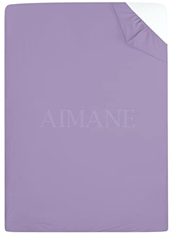 AIMANE® Single Fitted Sheet 90 x 190 CM Non Iron Percale Easy Care Poly Cotton Single Size Fitted Bed Sheet Perfect for Single Size Mattress Lilac
