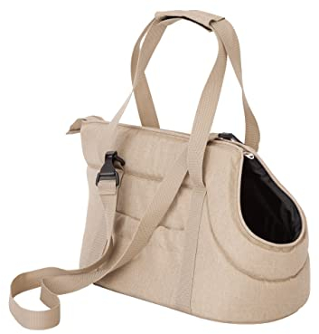 Hundetasche, Hände frei Reisetasche, Transportbox, mit Seitentaschen, Katzentasche, mit verstellbarem Schultergurt, Beige, L: 25 x 43 x 27 cm