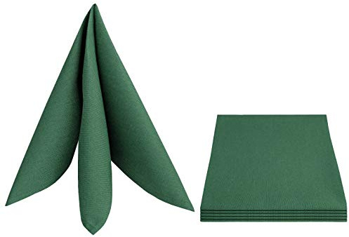 Set di 4 tovaglioli in tessuto effetto lino, rettangolari, 50 x 50 cm, verde scuro/verde, lavabili, impermeabili, antimacchia, facili da pulire, con bordo