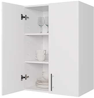 JPND 24 x 33 Inch Wall Cabinet set of 1, Kitchen Wall Mounted Wooden Storage Cabinet, Double Door Cabinet with Soft Close, Metal Handle, Adjustable Shelf, for Kitchen, Garage, Laundry, Bathroom, White