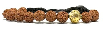 Samsara Bracciale Tibetano Buddista Lunghezza Regolabile – Bracciale con Perline in Pietra Naturale, Filo in Cotone Cerato ad Alta Resistenza (RUDRAKSHA)