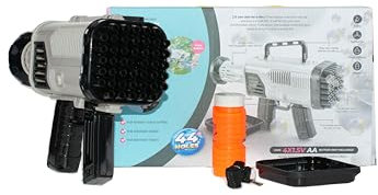 JooTech Seifenblasen Maschine | Seifenblasenpistole | Seifenblasen | Bubble Gun | Mit Zubehör | Grau