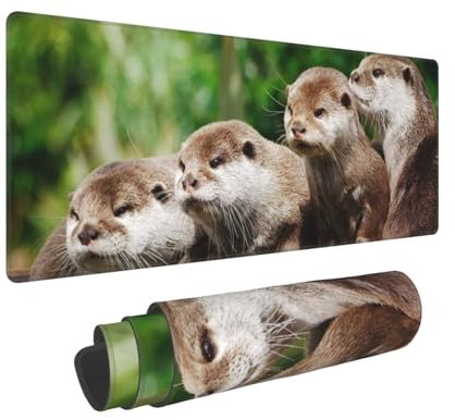 FAIRAH Niedlicher Otter bedrucktes übergroßes Gummi-Mauspad mit starker Haftung, rutschfest und verschleißfest
