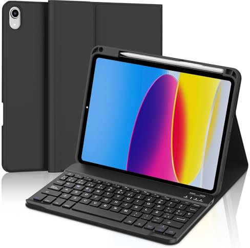 IVEOPPE Funda Teclado iPad 11/10 Generación, Funda Teclado Español Ñ Desmontable Inalámbrico Bluetooth para iPad 10 Generación 2022/11 Generación A16 2025 (10.9/11 Pulgada), Negro