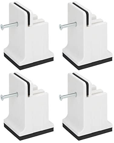 BEIJIALY 4 Pezzi Alzate per Mobili Regolabili per Letto, Alzate per Mobili per Letto da Scrivania, Alzate per Mobili Regolabili con Morsetto a Vite Alzate per Divano in Gomma per Mobili(Bianco)