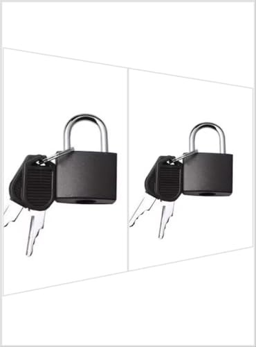 Lot de 2 cadenas pour valise, petits bagages avec clés avec clés - Cadenas de voyage en métal pour sac à dos, casier de gym, sac d'ordinateur portable, multicolore (2 pièces, noir)