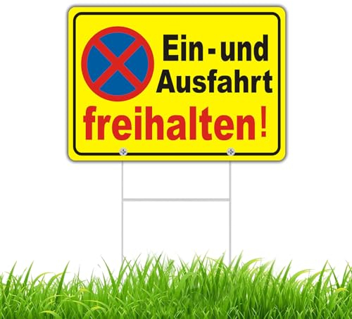 Schilder Einfahrt Ausfahrt Freihalten mit Pfosten 30x20cm Alu Schild mit 35cm Pfosten