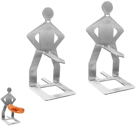 Korvhållare | skämtgrill korvställ | rostfritt stål BBQ korvhållare | grillgafflar | kreativ stående man korv grillställ | Korvställ för camping matlagningstillbehör (2)